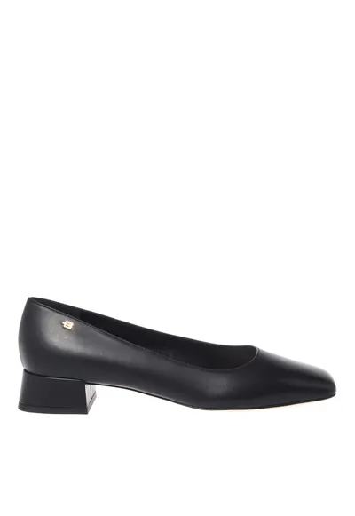 Pantofi de piele cu varf patrat - Negru
