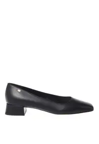 Pantofi de piele cu varf patrat - Negru