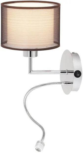Aplică LED cu lampă de citit Rabalux - Anastasia 2629, E27, 1W, crom/maro