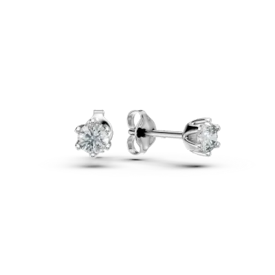 Cercei stud din aur alb cu diamante de 0.4ct