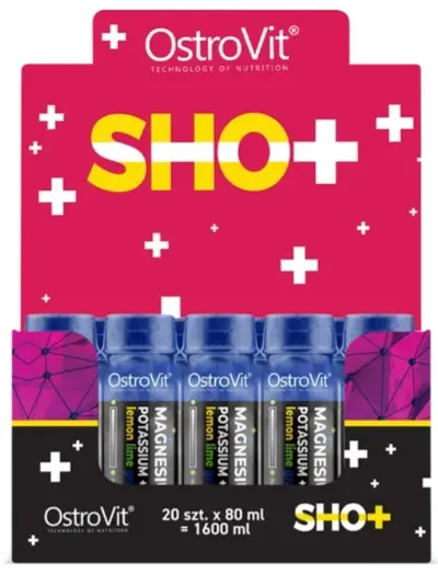 Magnesium Shot with Potassium + B6, lămâie și lime cu struguri, 20 х 80 ml, OstroVit