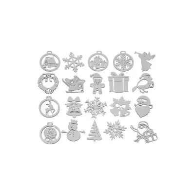 Set 20 decoratiuni din lemn pentru brad de Craciun, diverse forme si modele