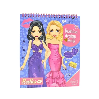 Caiet mov, de design vestimentar, cu stickere autocolante, 20 coli, Besties