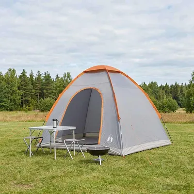 vidaXL Cort de Camping 2 persoană Gri și Portocalie