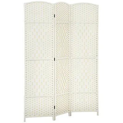 HOMCOM Paravent interior din lemn 3 panouri separator de cameră pliabil pentru living dormitor 135 x 180 cm alb | Aosom Romania
