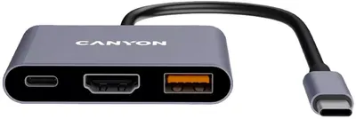 Hub USB Canyon - TDS4 Hub, 3 porturi, USB-C, negru
