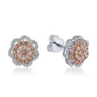 Cercei floare din aur alb-roz cu diamante de 0.8ct