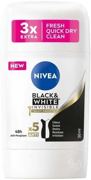 Nivea Stick antiperspirant Black & White, Silky Smooth, 50 ml