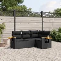Gossi set mobilier de gradina cu perne, 4 piese, negru, poliratan