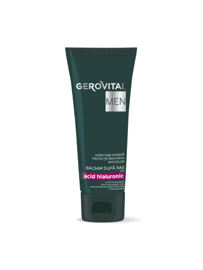 Balsam După Ras Cu Acid Hialuronic Efect Hidratant și Reparator Pentru Pielea Iritată După Bărbierit, Gerovital Men, 100 Ml
