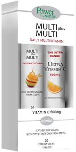 Multi plus Multi + Ultra Vitamin C, 2 х 20 comprimate efervescente, Power of Nature
