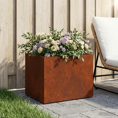 vidaXL Vază pentru Grădină Ruginit 40 x 30 x 30 cm