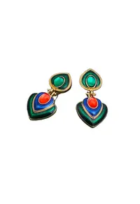 Cercei aurii - cu clips - stil african - cu pietre - Edna C2 -