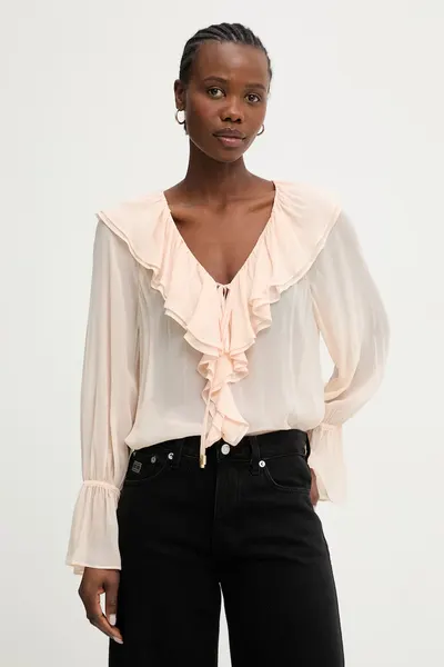 Marciano by Guess bluză cu volane pentru femei, din vâscoză ADELA