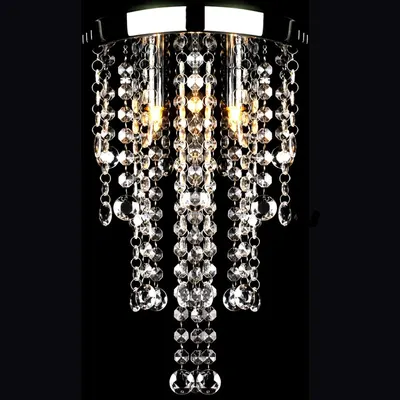 Plafoniera din metal alb, cu margele de cristal