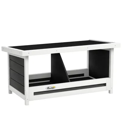 PawHut Cuibar pentru Găini cu 2 Zone, Bază Înălțată și Acoperiș din Bitum, 66x37x34 cm, Gri | Aosom Romania