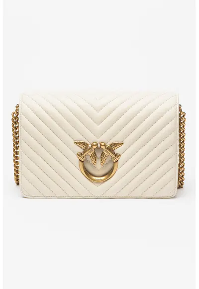 Geanta crossbody din piele Love Click - Crem