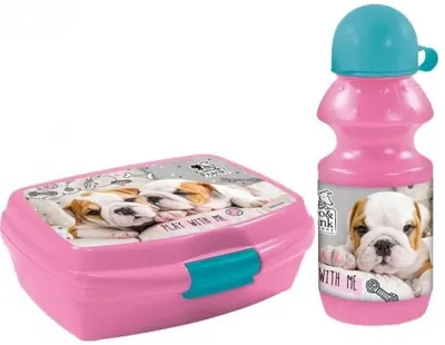 Set Derform Cleo&Frank - Play With Me, sticlă și cutie pentru mâncare