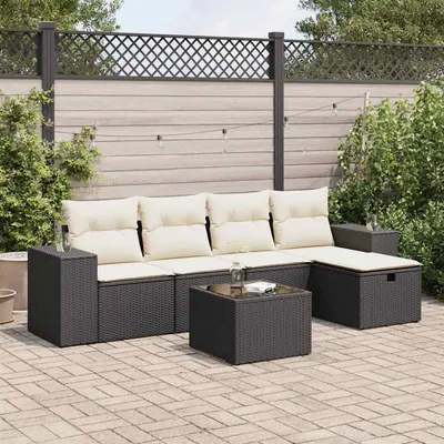 Gossi set mobilier de gradina cu perne, 6 piese, negru, poliratan