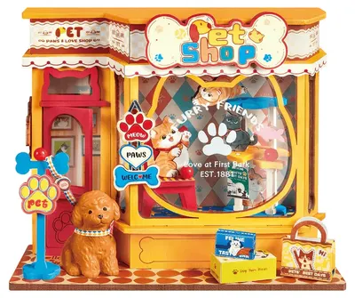 Puzzle 3D din lemn Robo Time din 76 de piese - Magazin de animale de companie
