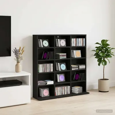 vidaXL Dulap pentru CD-uri Stejar Negru 96 x 23,5 x 97,5 cm