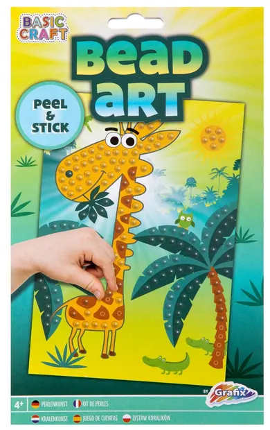 Carte de colorat cu mărgele Grafix - Girafa, A5