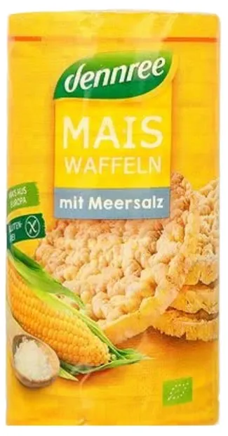 Batoane bio din porumb cu sare de mare, fără gluten, 100 g, Dennree