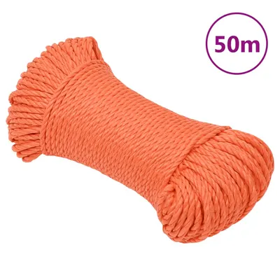 vidaXL Frânghie de lucru, portocaliu, 3 mm, 50 m, polipropilenă