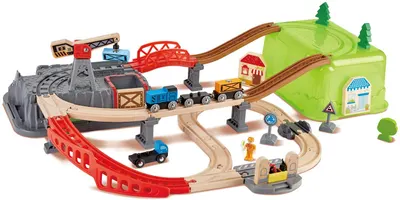 Set de joc HaPe International - Compoziție tren din lemn, 50 de piese