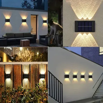 Set 4 x lampa solara 2 LED cu lumina bidirectionala