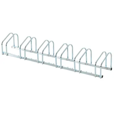 Suport de parcare pentru 6 biciclete din tuburi de otel Q235, 179x33x27cm, argintiu HOMCOM | Aosom Romania