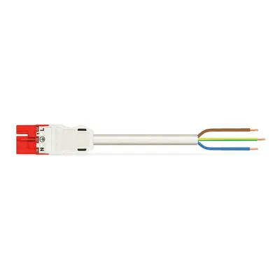 pre-assembled connecting cable; Eca; Plug/open-ended; 3-pole; Cod. P; H05Z1Z1-F 3G 2.5 mm²; 8 m; 2,50 mm²; red