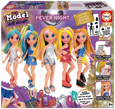 Kit creativ Educa -Modelul meu de design de păpușă, Fever Night