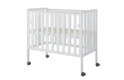 Patut din lemn Nichiduta Bambi Alb 100x50 cm cu laterala culisanta,roti cu blocare,margine din silicon pentru protectie dintisori,design modern,margini rotunjite,3 nivele de reglare somiera,vopsele si materiale sigure