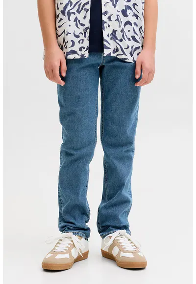 Blugi regular fit cu model uni - Albastru