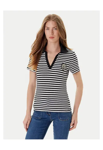 Tricou polo - Negru/Alb - Dungi