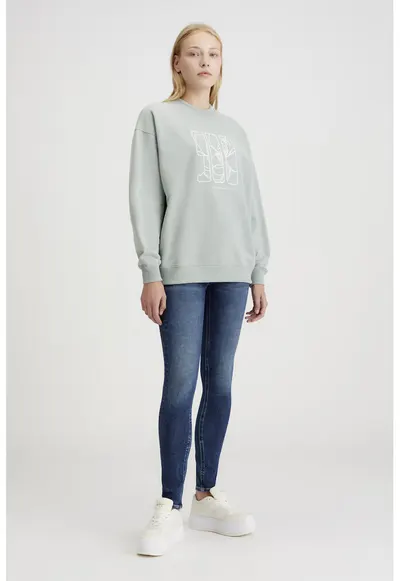 Bluza de trening din bumbac organic cu broderie logo - Gri cenusiu