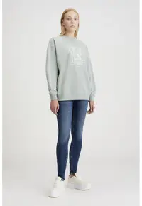 Bluza de trening din bumbac organic cu broderie logo - Gri cenusiu