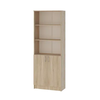 Biblioteca Flint, cu Usi Inferioare si 2 Polite, Stejar Sonoma, 70 x 32 x 196 cm