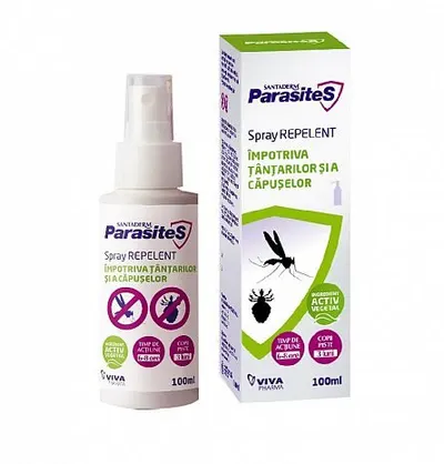 Spray repelent impotriva tantarilor si a capuselor, Parasites Santaderm, 100 ml