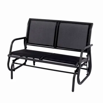 Banca pentru terasa/gradina din otel si plasa KLUGMEISTER KJF2379, dimensiuni 120x71x86 cm, culoare neagra