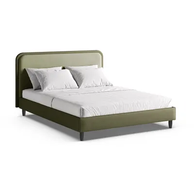 Pat matrimonial verde tapițat cu somieră 180x200 cm Aveline – Micadoni