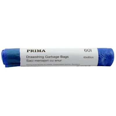 Set 3 x 10 Saci de Menaj cu Snur, Prima, Albastri, 60 Litri