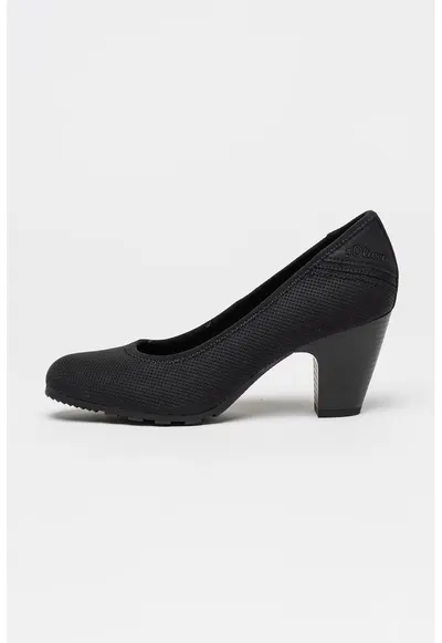 Pantofi cu varf rotund si toc cubanez - Black Onyx/Bleumarin