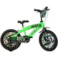 Bicicleta copii 4-6 ani, 16 inch, Bmx Negru Si Verde, Dino Bikes DB165XC01BG