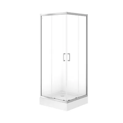 Cabina de dus 80x80x190 cm, sticla securizata 5 mm, patrata, crom, Cersanit Brasco
