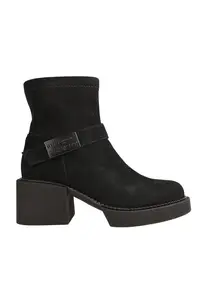 Ghete casual - dama - 25-124 negru - piele intoarsa - toc - Negru