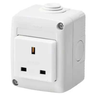 Protected Enclosure Complete With System Devices - With Socket-Outlet 2p+e 13 a - Standard Englez - Ip40 - Rgrey Ral 7035