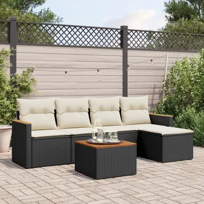 Gossi set mobilier de gradina cu perne, 6 piese, negru, poliratan