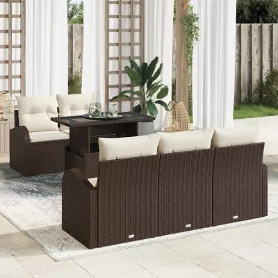 vidaXL Set de canapele pentru grădină 6 buc. Maro Poli Rattan